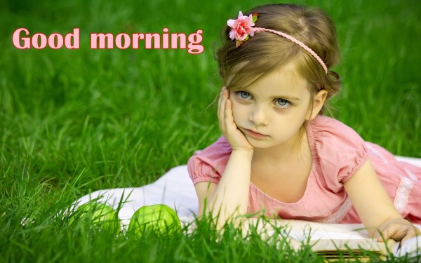 Cute Baby Girl Wishing Good Morning-WG106