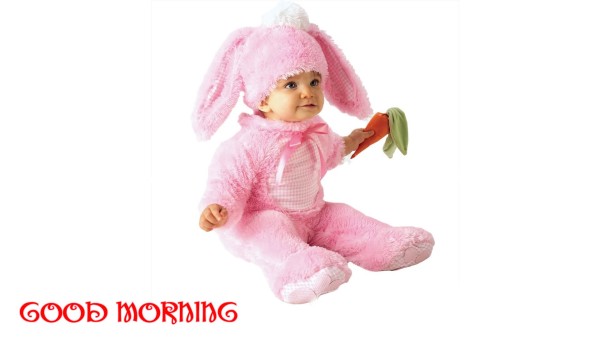 Cute Baby In Bunny Dress Wishing Good Morning-WG107