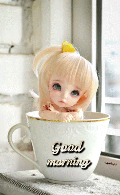 Cute Doll Wishing You Good Morning-wm121