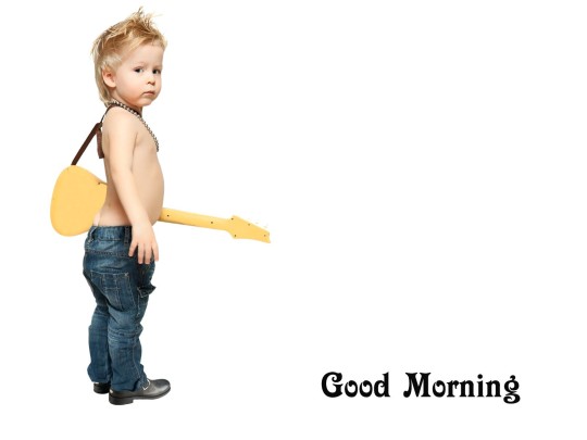 Little Boy With Gittar Wishing Good Morning-WG147