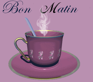 Bon Matin With Hot Tea Animinted Pic-wm22089
