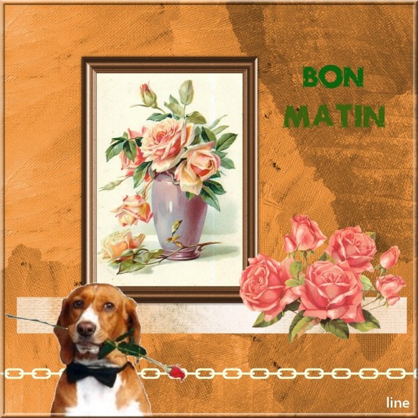 Bon Matin With Roses Image-wm22091