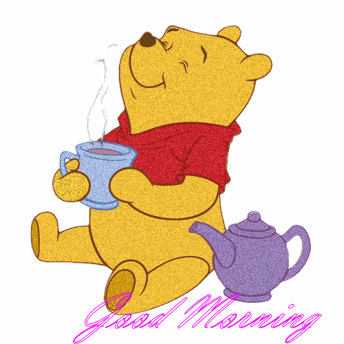 Good Morning Wish With Glitter Picture Of Pooh-wm0417