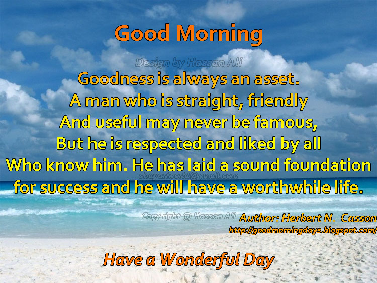 Goodness Is Always An Asset - Good Morning Wishes & Images