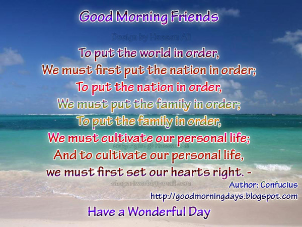 We Must Cultivate Our Personal Life - Good Morning-wg140979