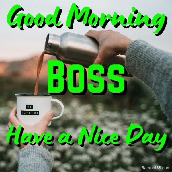 Good Morning Boss Tea Cup Thermos In The Hands Image