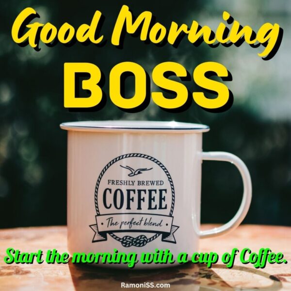 Good Morning Boss White Coffee Cup Image