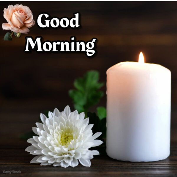 Good Morning Candle With White Flower
